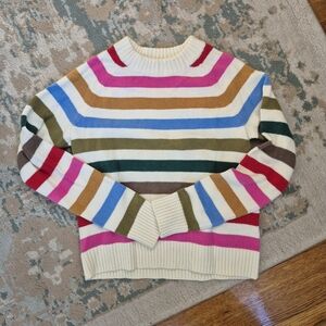 GAP Small Crewneck Sweater in Cream with Multi-Color Stripes
